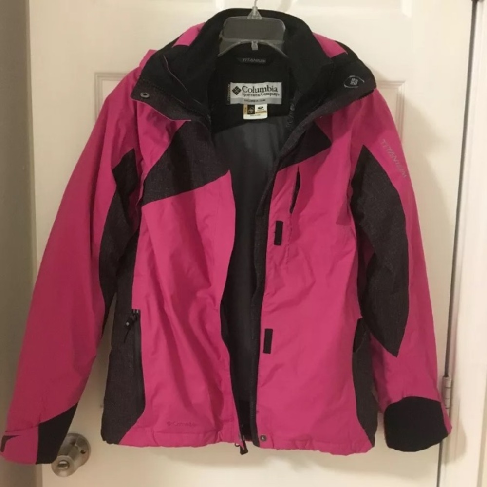 Columbia Titanium Omni Tech Pink Grey 3 In 1 Coat